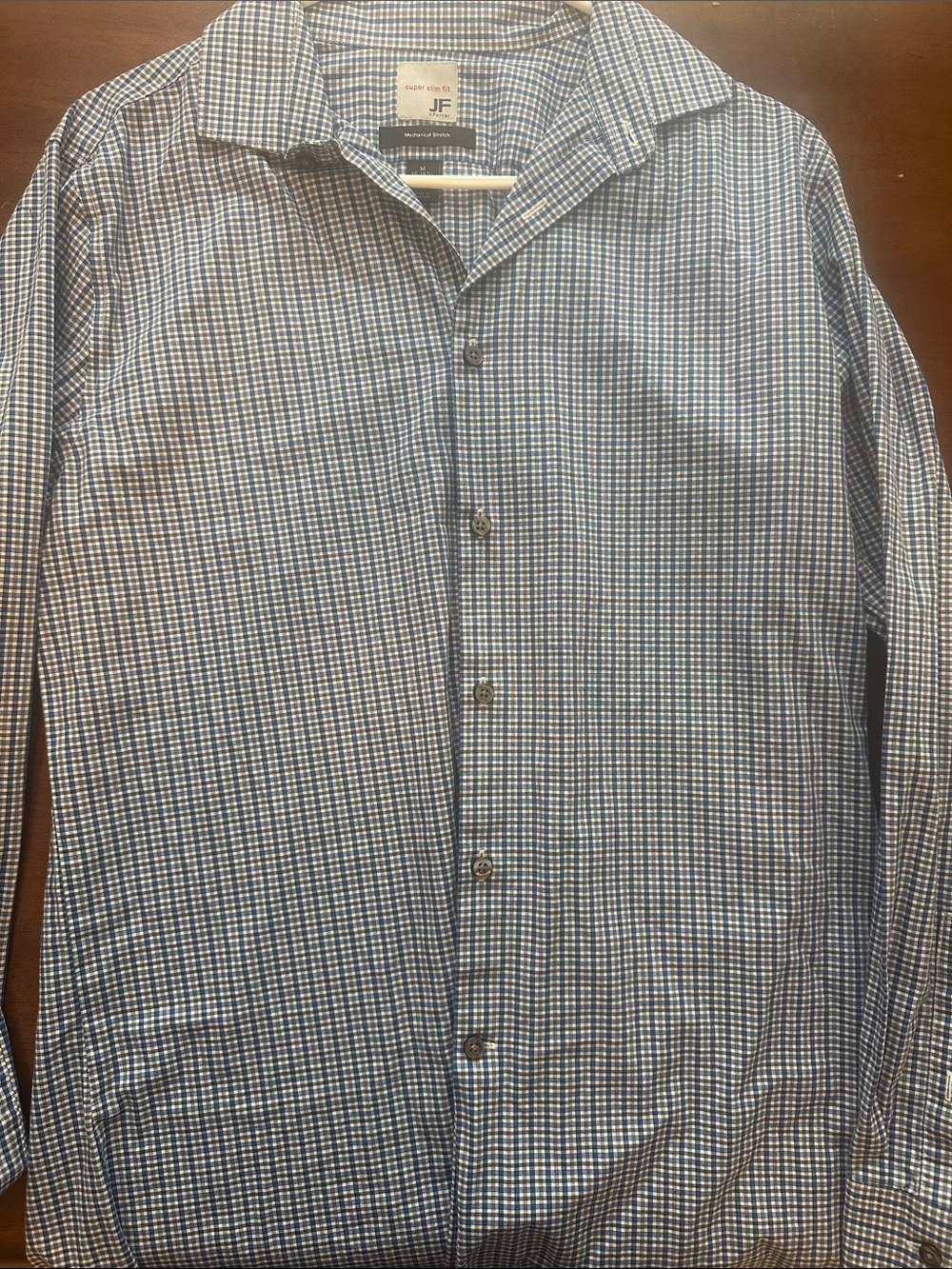 jf j.ferrar Blue and White Mini Check Dress Shirt